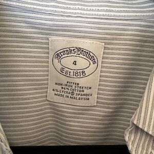 Brooks Brothers Women’s Shirt - White with Gray and Blue Stripes